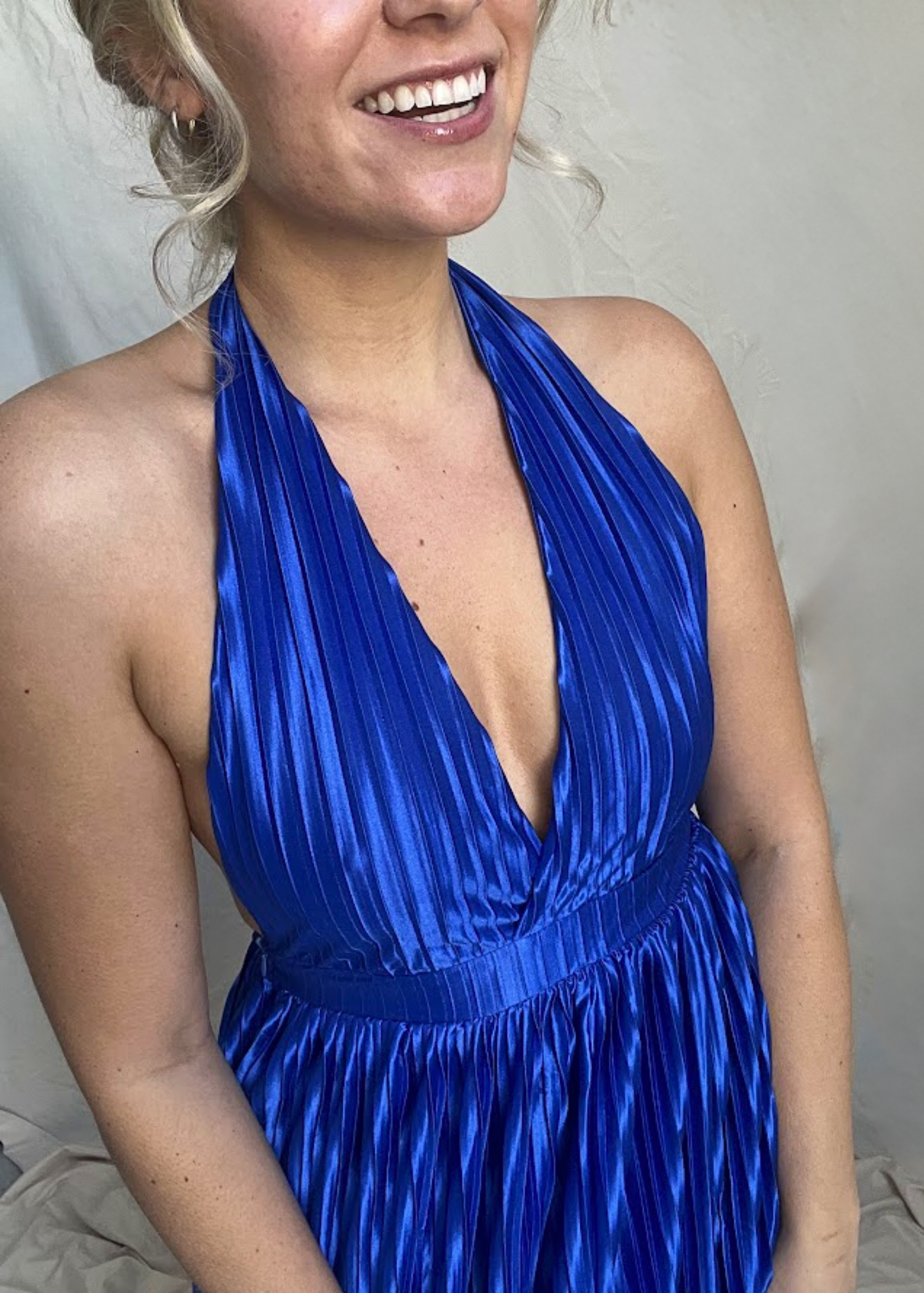 Champagne Bubbles Halter Mini Dress