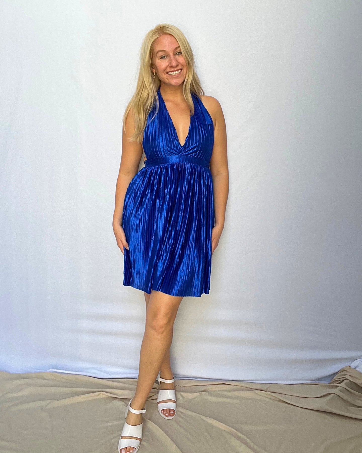 Champagne Bubbles Halter Mini Dress