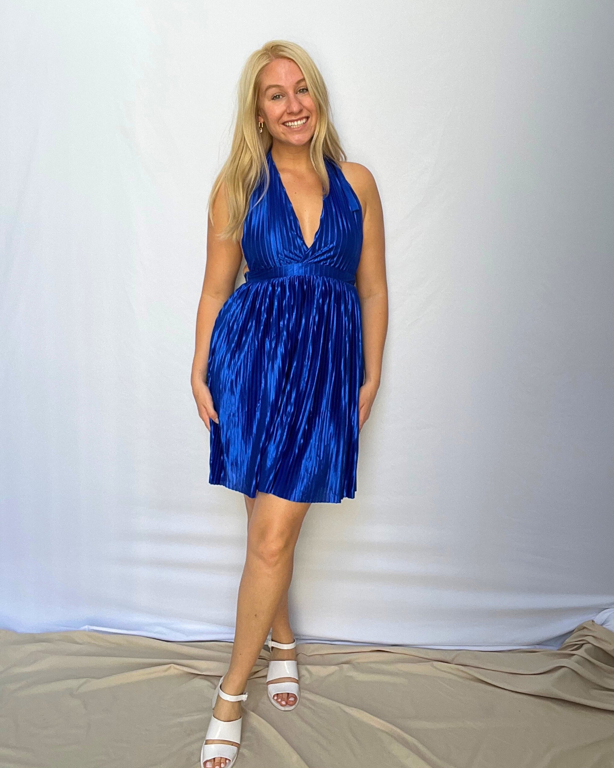 Champagne Bubbles Halter Mini Dress