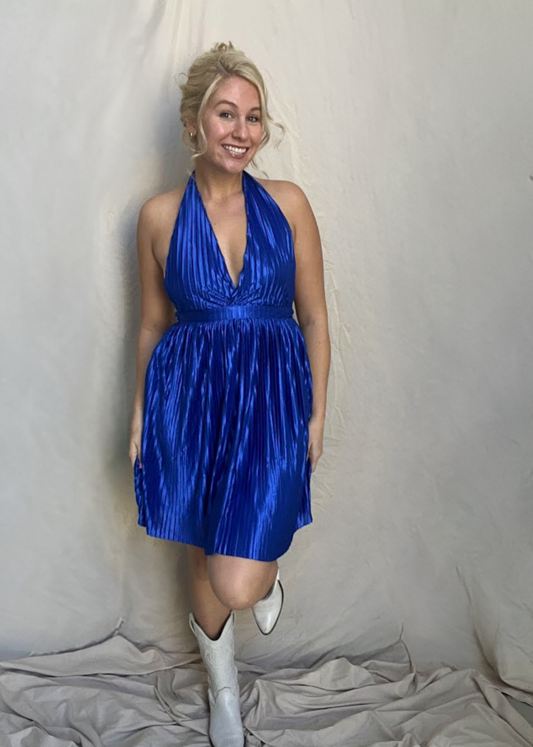 Champagne Bubbles Halter Mini Dress