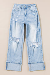 Beau Blue Light Wash Distressed Straight Jeans
