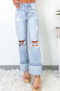 Beau Blue Light Wash Distressed Straight Jeans